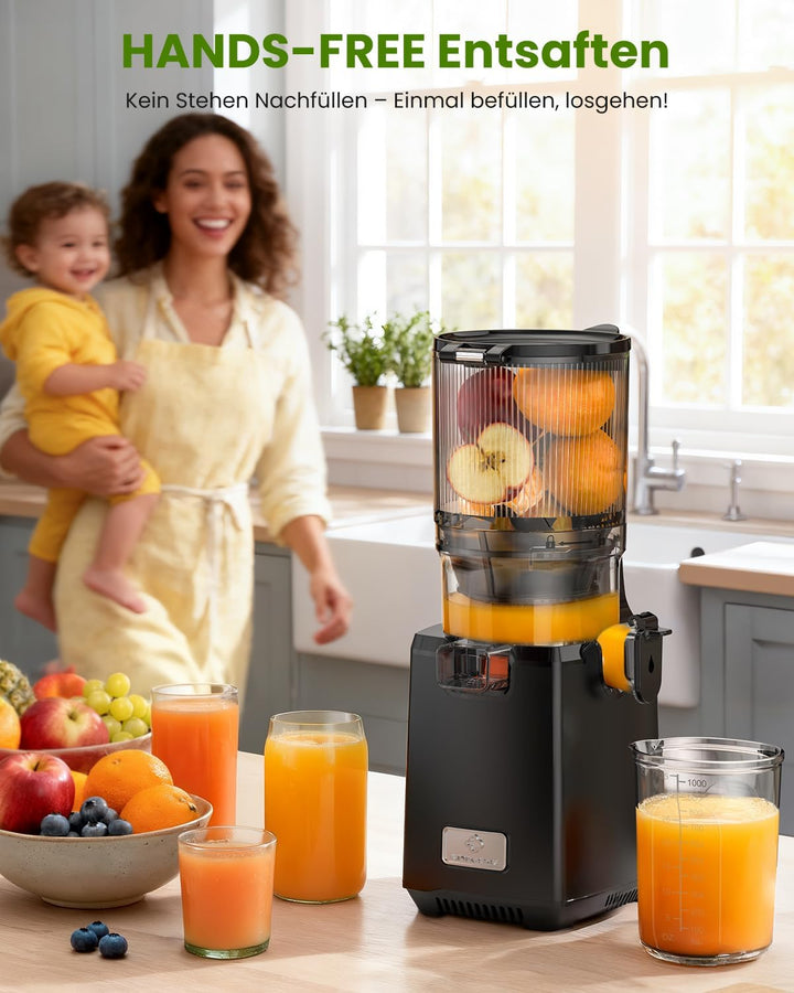 LINKChef Entsafter Slow Juicer, 130MM Öffnung und 1,8L Entsafter für Ganze Gemüse und Obst, Juicer M