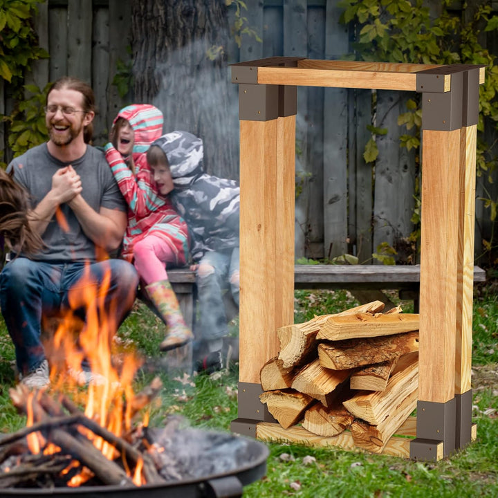 8 Stück Stapelhilfe für Brennholz Stahl Holzstapelhilfe Schwarz Holzlager Holzstapelhalter Verstellb