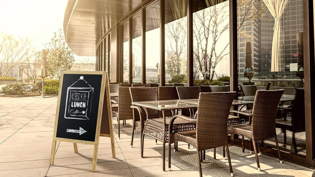 ALLboards Kundenstopper mit naturlackierten Holzrahmen 118x61cm, Werbetafel, Gehwegaufsteller, Aufst