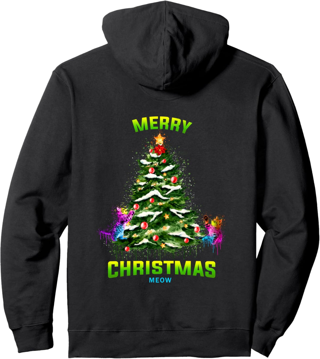 Frohe Weihnachten mit Katzen Pullover Hoodie