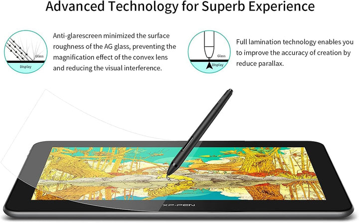 XP-PEN Artist Pro 16TP Grafiktablett mit 4K Multi-Touch Display, 92% Adobe RGB Farbumfang, 16 Zoll v