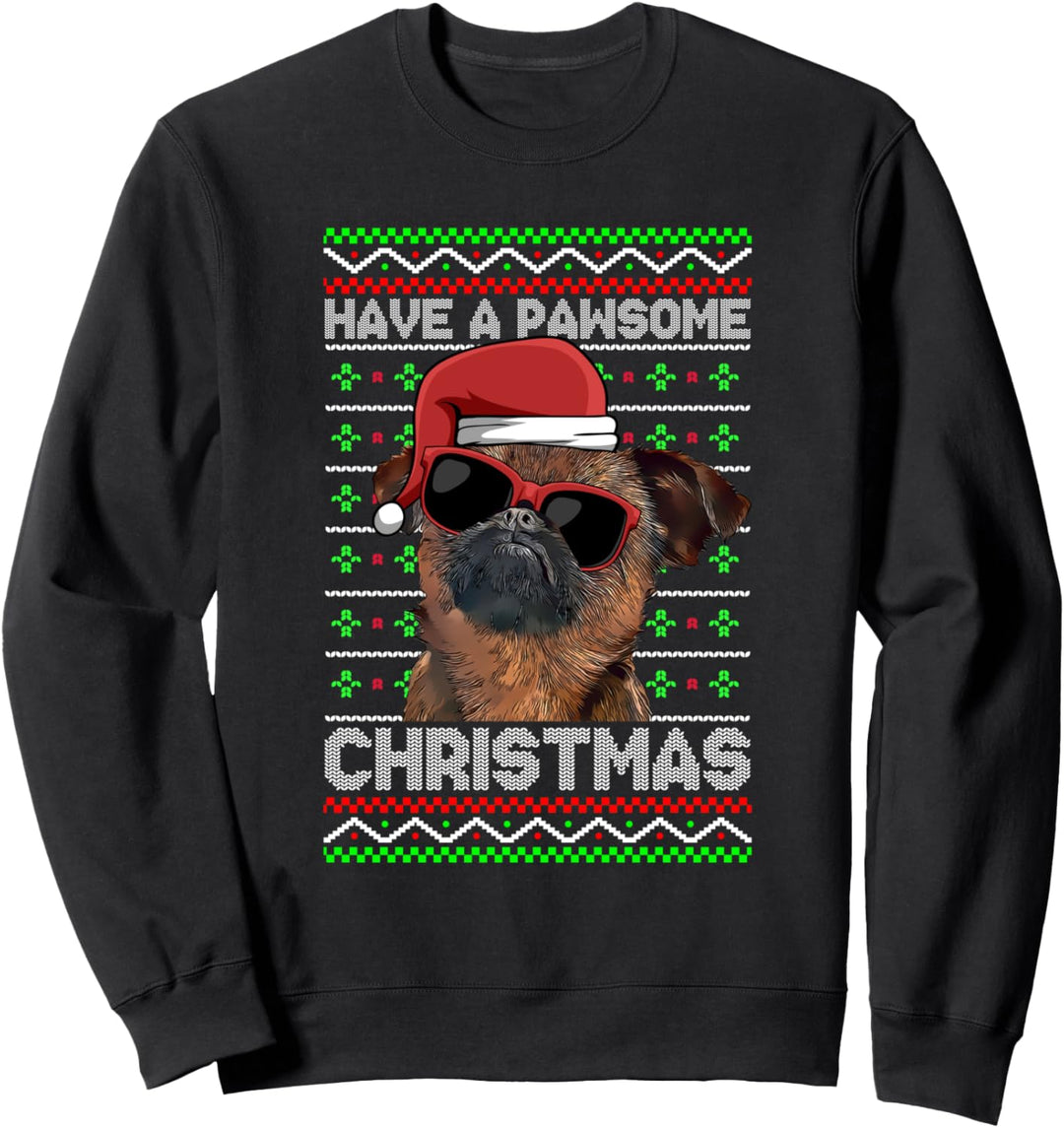 Brussels Griffon Dog Funny Pawsome Christmas Sweatshirt