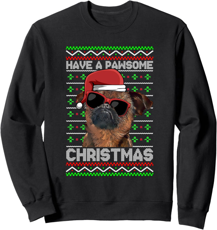 Brussels Griffon Dog Funny Pawsome Christmas Sweatshirt