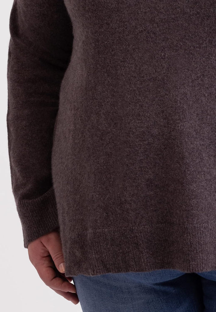 100% Kaschmir Damen Pullover mit geradem Schnitt und Seitenschlitz in grossen Grössen | Sweater V-Au