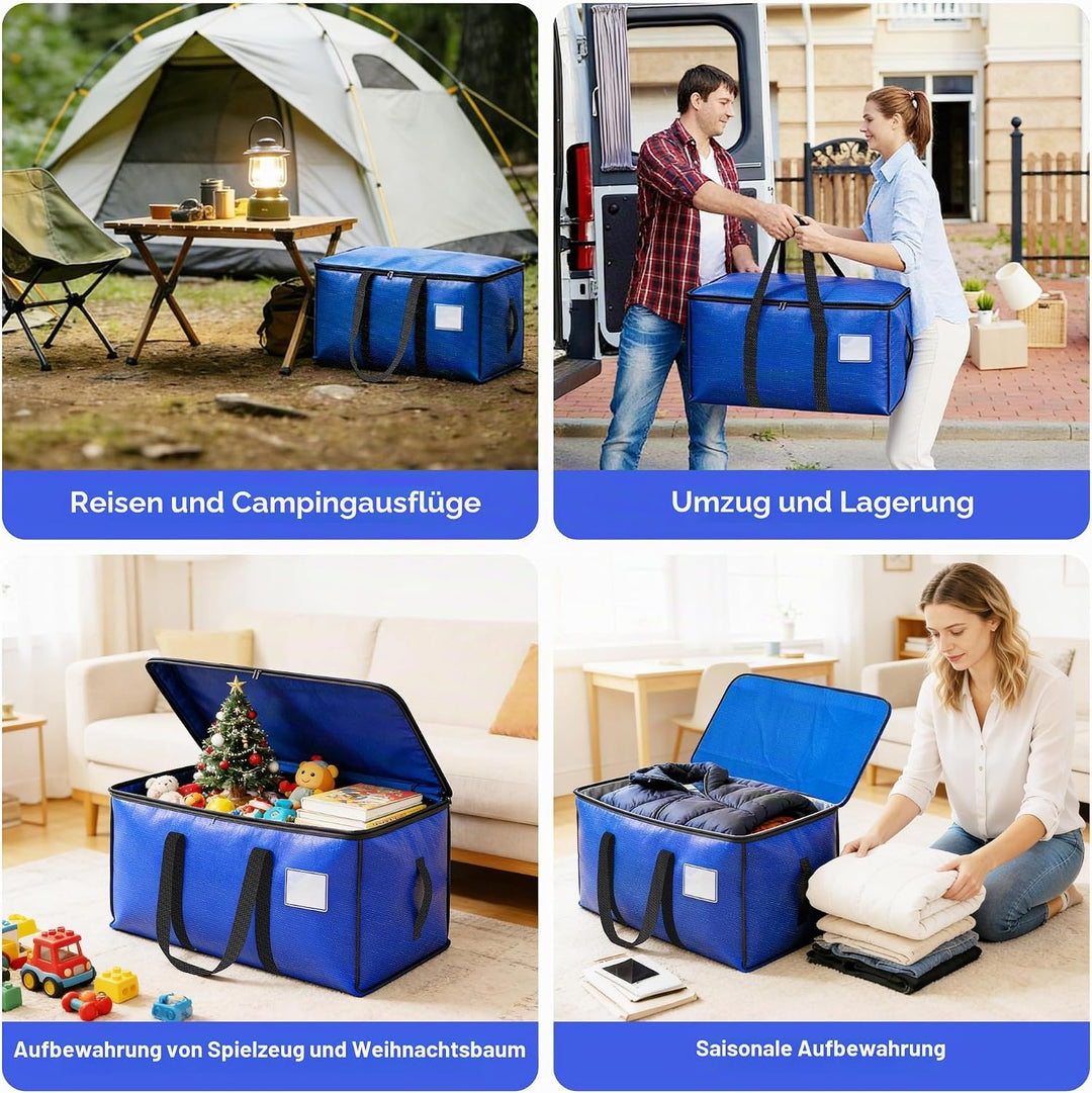 6pcs Grosse Aufbewahrungstasche 75L-95L Heavy-Duty Umzugstaschen mit 12 Kärtchen,Faltbare Umzugskart