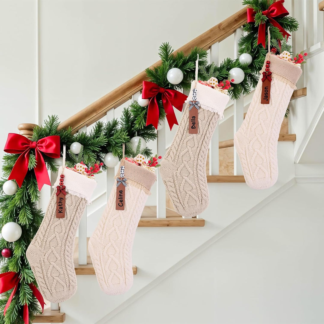 Weihnachtsstrümpfe, Kamin, Weihnachtsbaumschmuck, Ornamente für Urlaub, Familie, Freunde (V-weiss/br