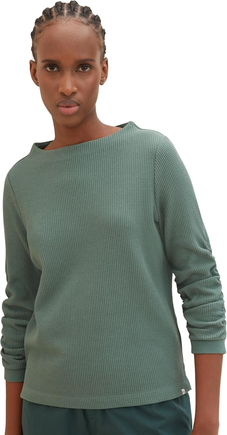 Tom Tailor Denim Damen 1034290 Sweatshirt mit Raffarm (1er Pack) M 19643 - Green Dust, M 19643 - Gre