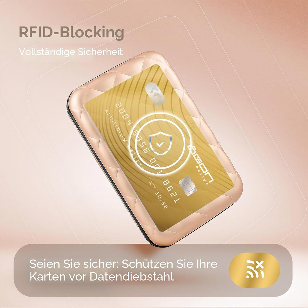 ÖGON Smart Wallets - Aluminium Geldbörse Quilted Button für Damen - RFID-Schutz - Bis zu 10 Karten u