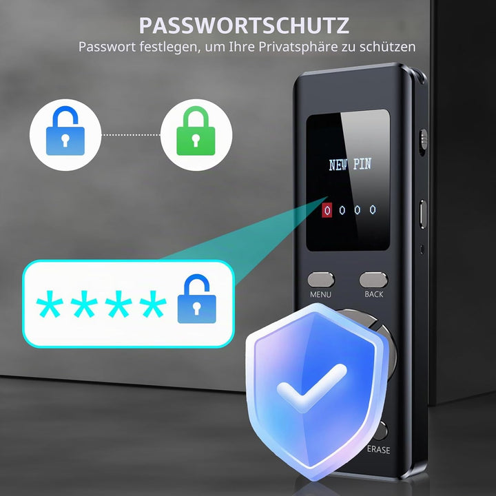 Digitales Diktiergerät mit MP3-Player, 64 GB, für Meetings, Interviews und Vorlesungen, A-B-Loop-Wie
