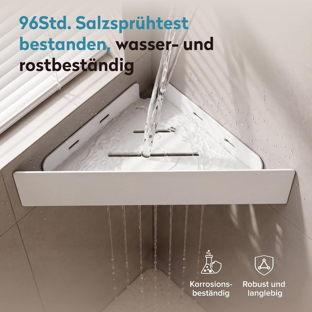 doporro Duschablage ohne Bohren Ecke, Duschregal ohne Bohren zum Kleben, Eckregal Bad, Badregal ohne