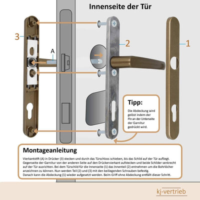 Premium Drückergarnitur Saturn DHS 92mm - Oval - Griff-Griff, Farbe:Silber F1, Schildbreite:32mm 32m