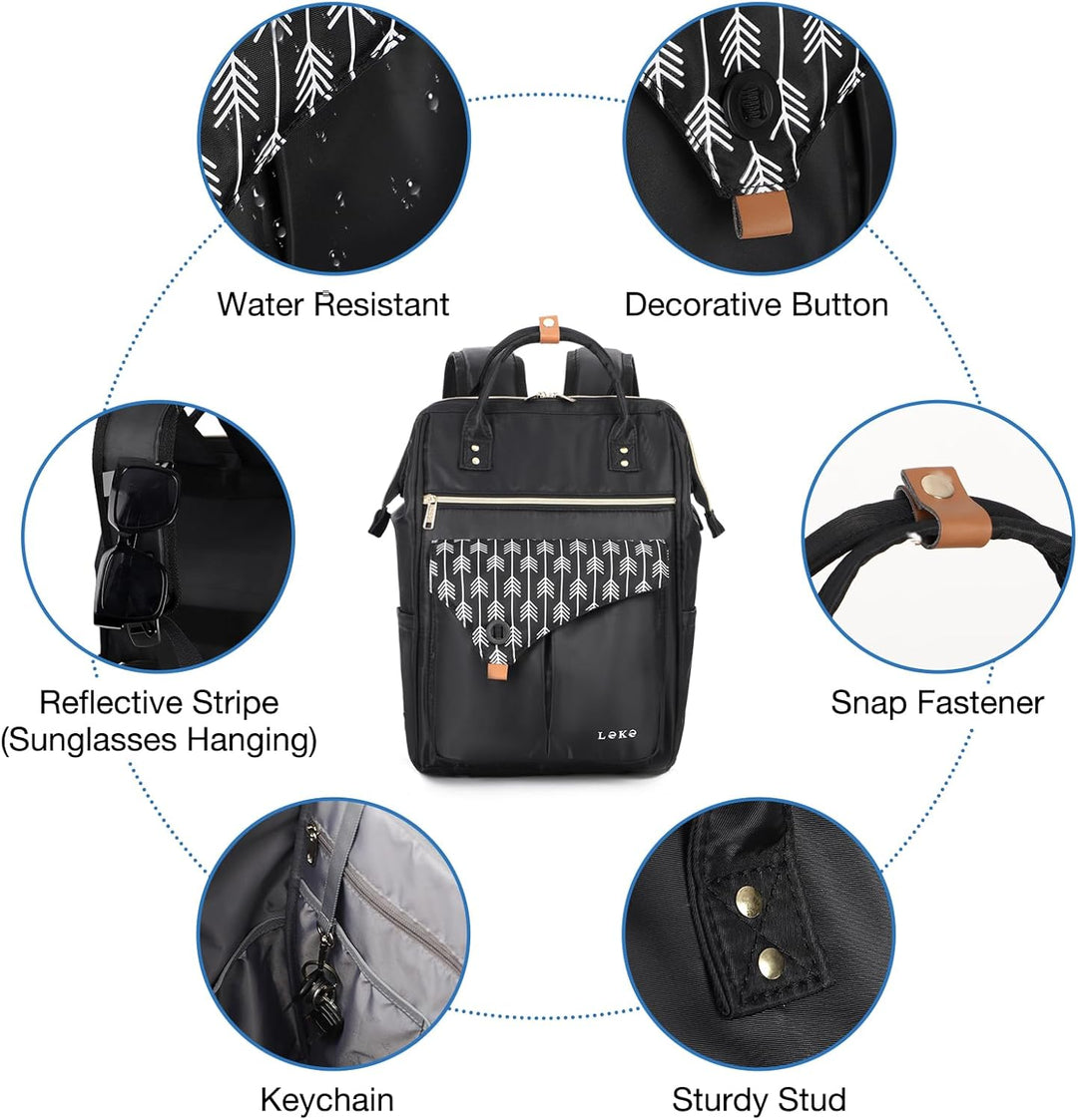 Lekesky Rucksack Damen Rucksack 15,6 Zoll Schulrucksack Daypack mit Anti Diebstahl Tasche für Reisen