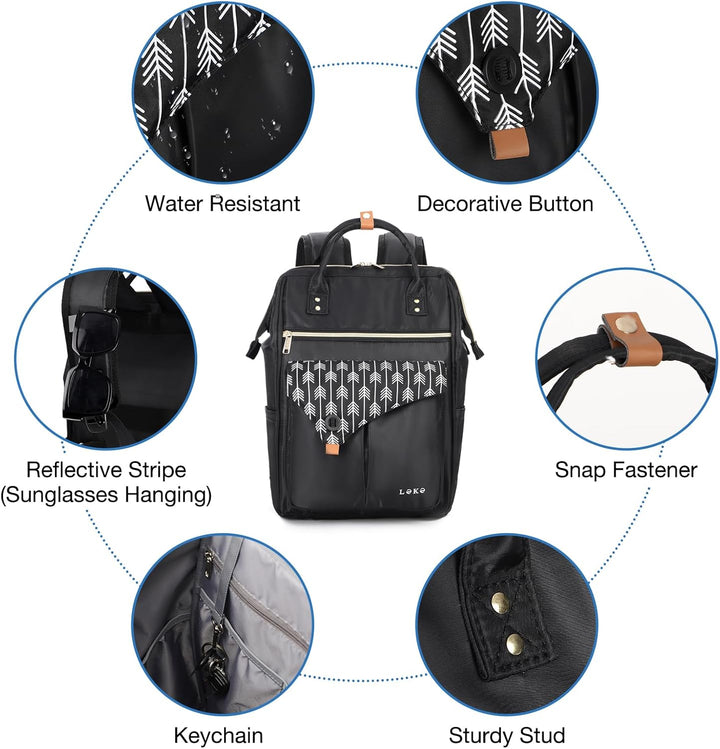 Lekesky Rucksack Damen Rucksack 15,6 Zoll Schulrucksack Daypack mit Anti Diebstahl Tasche für Reisen