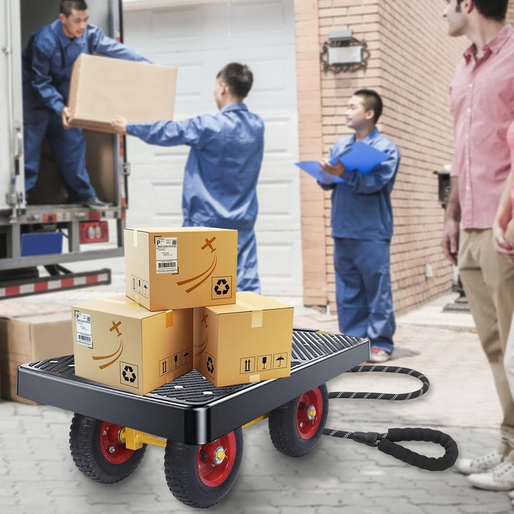 Bauholz Plattenwagen 300 kg Eisen Schwerlast Lasten Karre gelb | 75.5x32x26cm Transportwagen Dolly 4