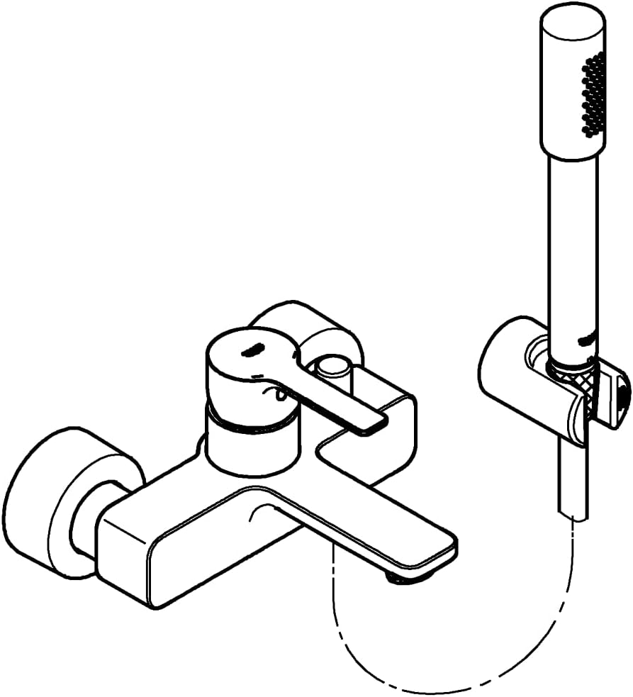 GROHE Lineare - Einhand- Wannenbatterie (Auslauf mit Mousseur, mit Temperaturbegrenzer, eigensicher