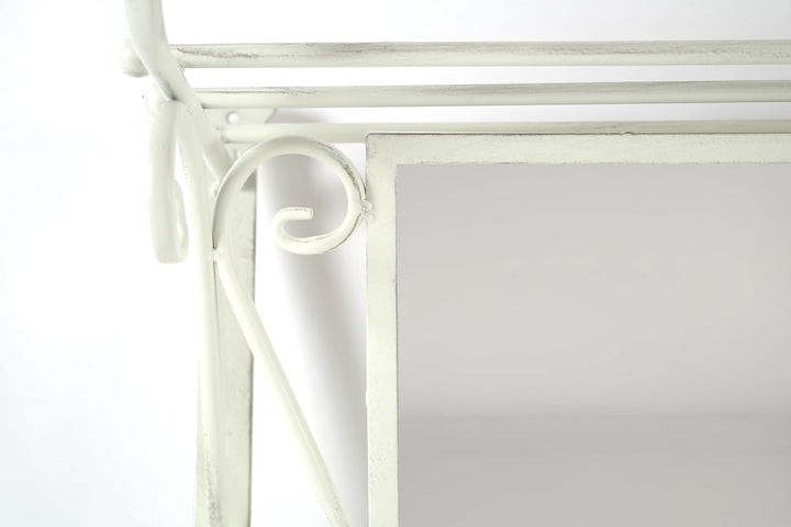 Kobolo Garderobe Antik-Weiss mit Spiegel und 6 Haken Metall
