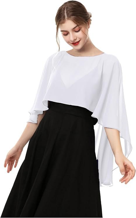 Damen Chiffon Stola Schal Braut Hochzeit Capes Leichter Poncho Elegant Umschlagtuch Chiffonschal Bol