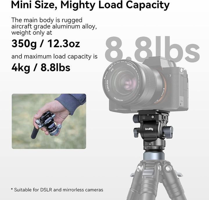 SMALLRIG Stativ Fluid Videokopf Video Head Mount Plate CH20 mit Schnellwechselplatte für Arca Swiss，