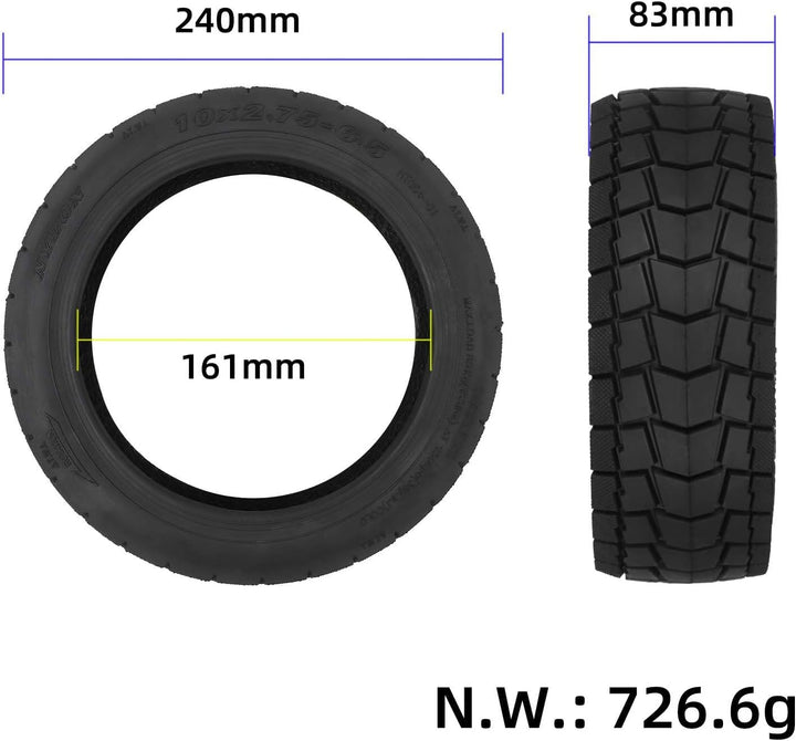 10x2,75-6,5 Offroad-Tubeless-Reifen 10 Zoll Dicker Ersatzreifen für KuKirin G3,KuKirin G2 Master,Spe