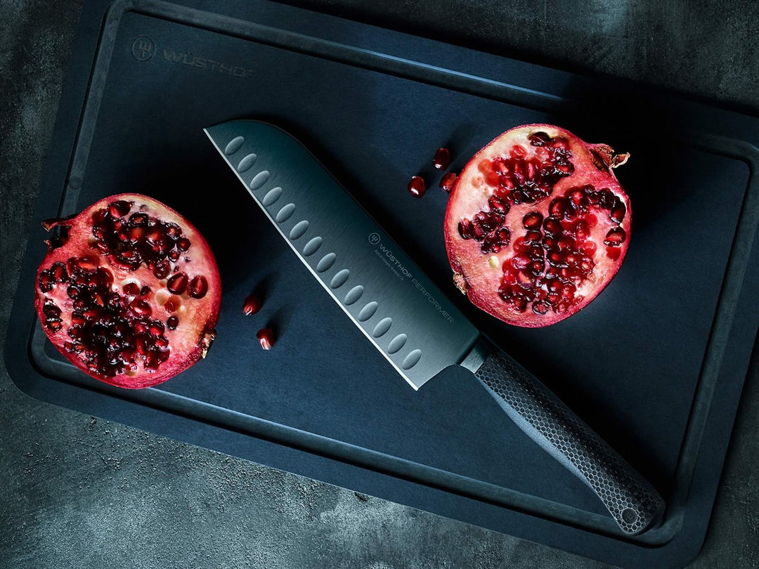 WÜSTHOF Performer Santoku 17 cm, Schwarz,silber Santoku, 17 cm Klinge Single