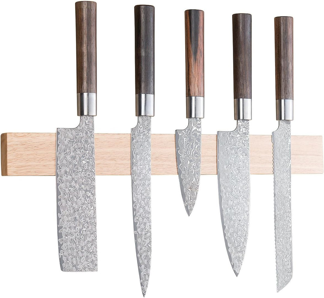 Rosenstein & Söhne Messer-Magnet Wand: 2er-Set durchgehende Magnet-Messerleisten, echtes Eichen-Holz