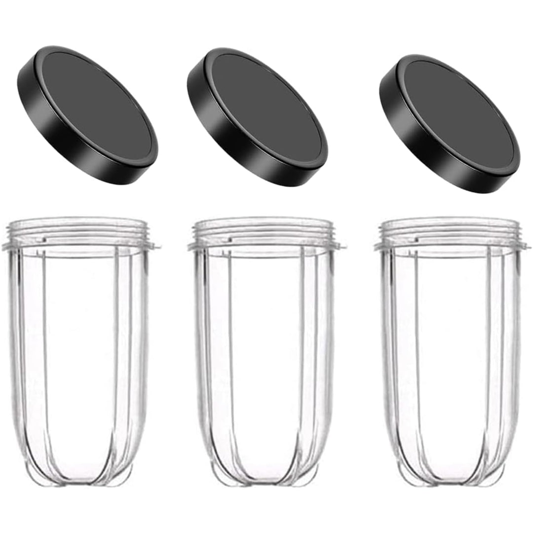 Ersatzbecher für Magic Bullet 250 W, 3 Stück 16 oz Ersatz-Tassenbecher mit Deckel Kompatibel mit Mag