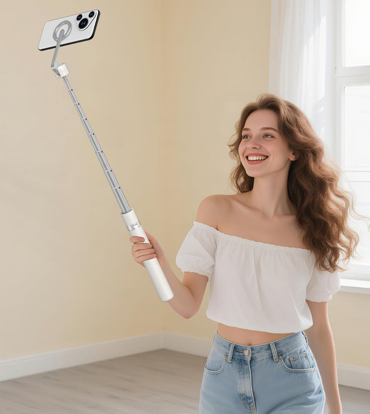 TONEOF 173cm Magnetisches Selfie Stick Stativ,Stark Magnetischer Aluminium Handyhalter, 360° Drehbar