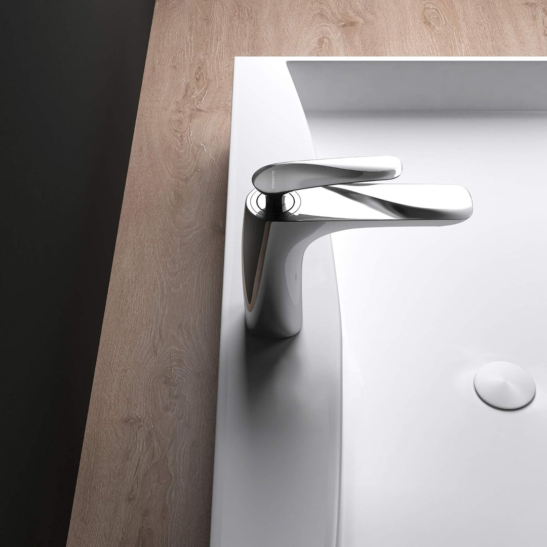 Mai & Mai Armatur Wasserhahn Bad Silber Chrom WAM-7201 | Waschbeckenarmatur 16.5cm hoch | Badinstall