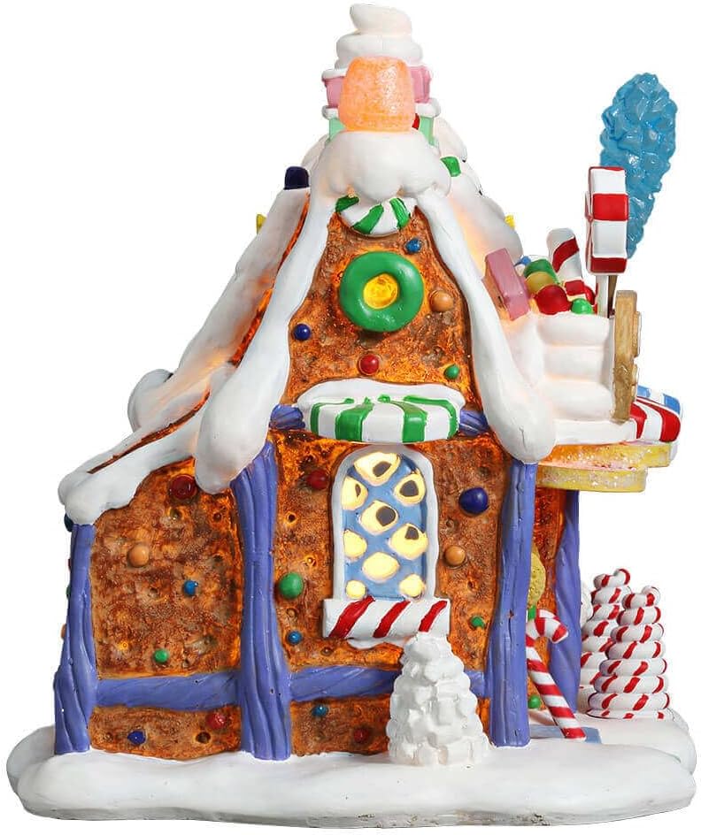 Lemax - The Candy Shop - Beleuchtetes Lebkuchenhaus - Höhe: 17cm - Batteriebetrieben - Porzellan - T