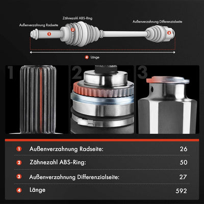 Frankberg Antriebswelle mit ABS Vorderachse Links Kompatibel mit HR-V GH 1.6L 1999/03-2007/12 Replac