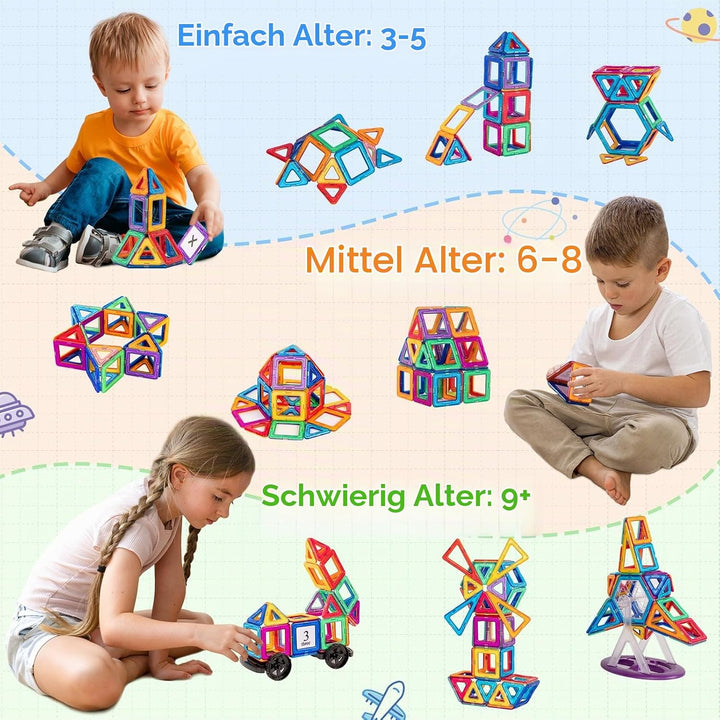 aaczly Magnetische Bausteine 122 Teile Magnet Spielzeug Kinder Montessori Spielzeug Magnetbausteine