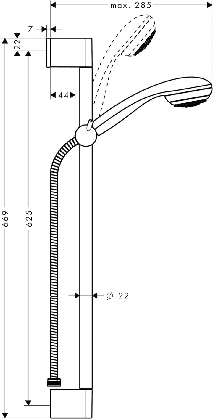 hansgrohe Crometta 85 wassersparendes Duschset 0,65m, Chrom 1 wassersparende Strahlart ohne Seifensc