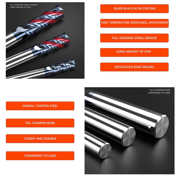 Hartmetall Schaftfräser 8mm, 4 Zähne/Schneiden, AlTiN Schwarz Beschichtung CNC Fräser, VHM Für Metal