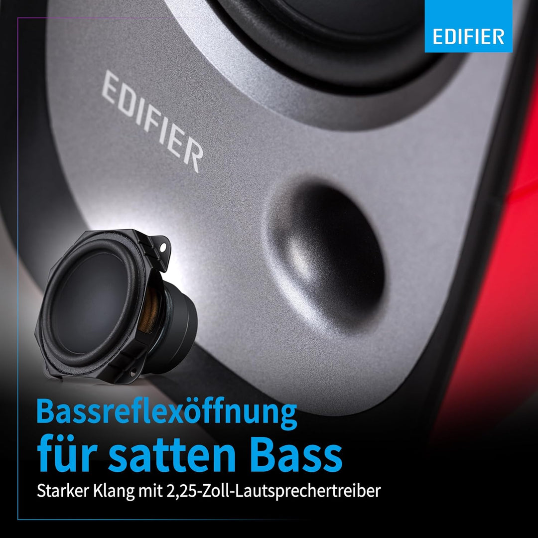 Edifier R12U RD USB-Lautsprecherset Bassreflex-Port Kopfhöreranschluss Integrierter Lautstärkeregler