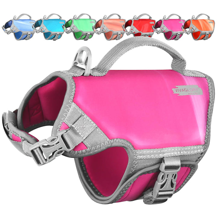 VIVAGLORY Neoprene Schwimmweste Hund, Rettungsweste Hund für Bootfahren, Schwimmweste, Schwimmhilfe