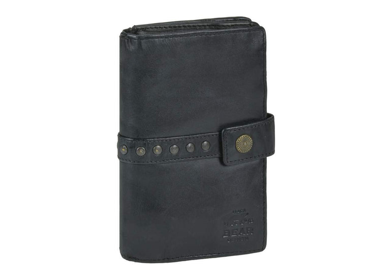 Bear Design Portemonnaie Damen Geldbörse Leder 10x15cm Geldbeutel Cow Lavato schwarz