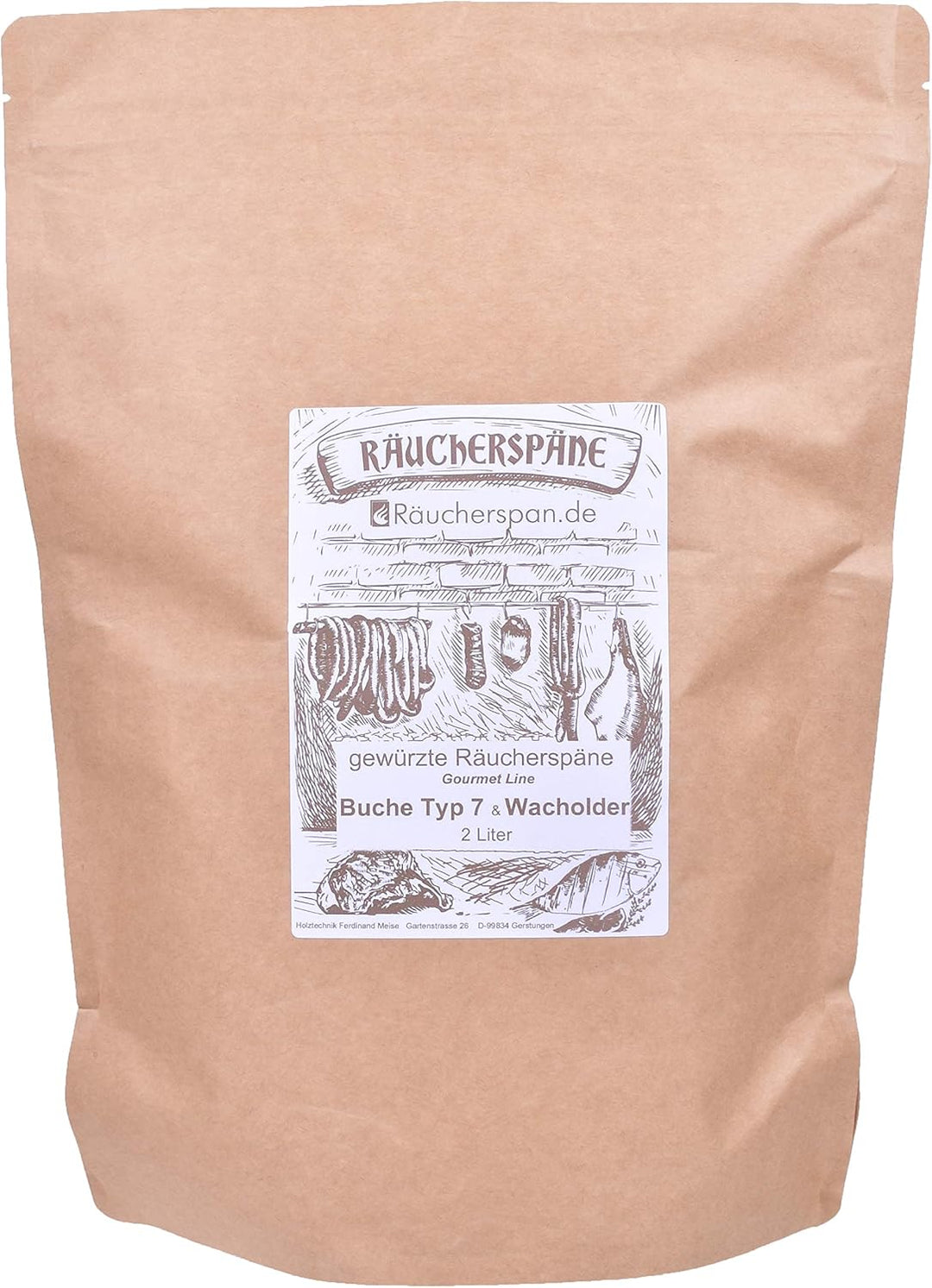 Räucherspäne Räuchermehl Buche Typ 7 mit Wacholder Spangrösse 1-3mm für Räucherofen Räucherbox Smoke