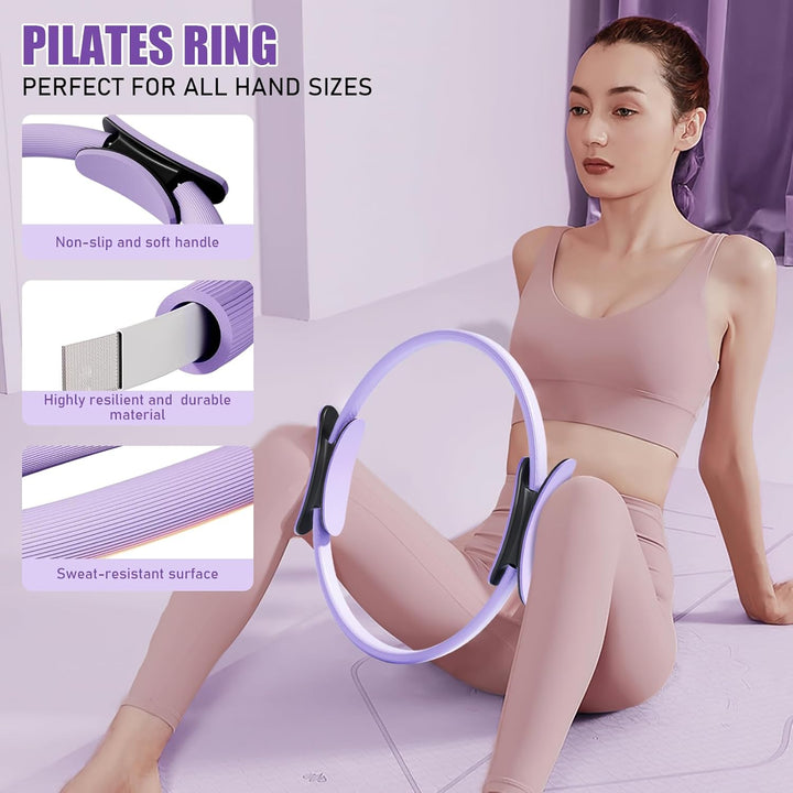 Pilates Ring Set - Pilates Essential Kit mit 12,6''/32 cm Magic Circle, Pilates Ball, Pilates Bänder