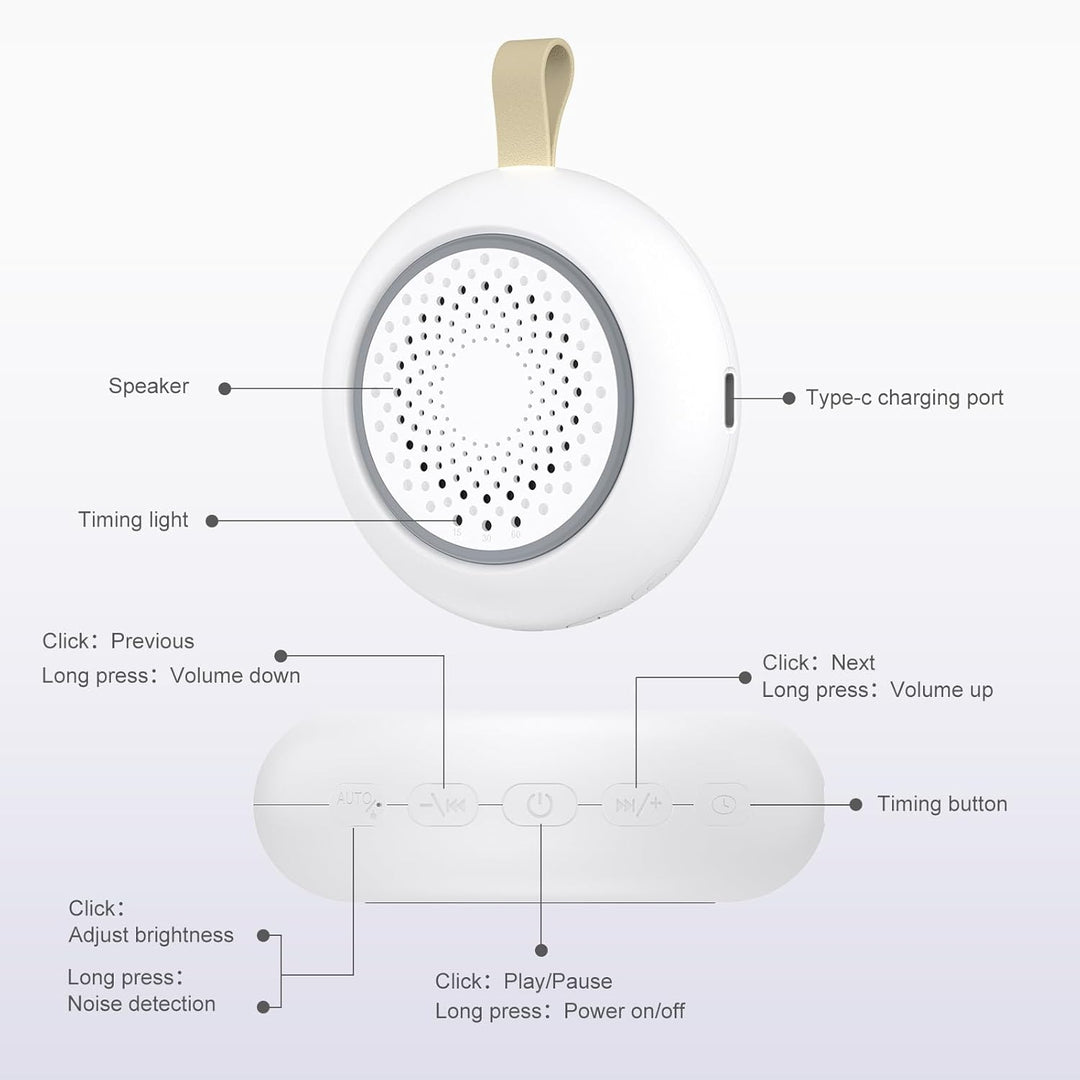 White Noise Machine Baby, Enschlafhilfe babys mit 24 Beruhigende Klänge & 3 Helligkeit Warmweisse Na