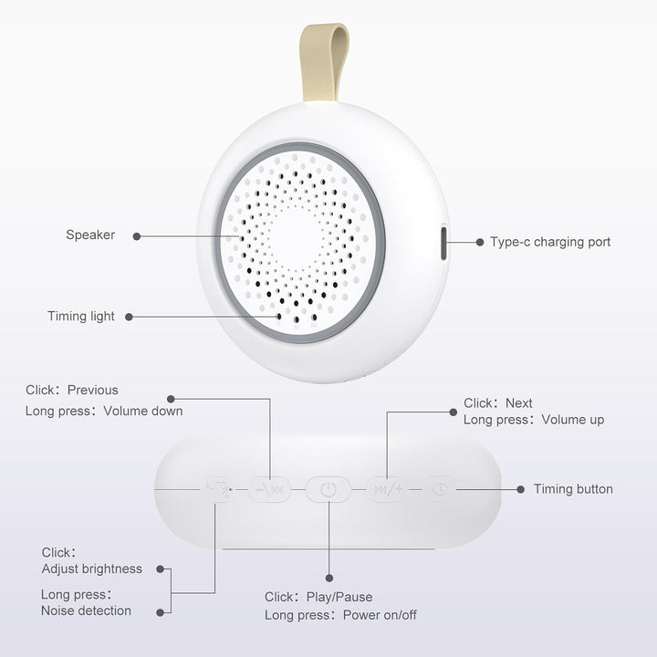 White Noise Machine Baby, Enschlafhilfe babys mit 24 Beruhigende Klänge & 3 Helligkeit Warmweisse Na