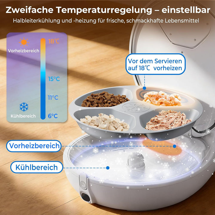 Automatischer Katzenfutterspender für Nassfutter mit Dual-Temp-Kühlung Cream, Cream