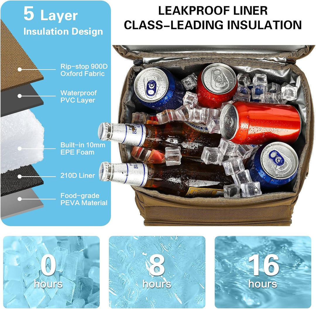 Kühlrucksack 25L Taktischer Kühltasche Rucksack Isolierte Auslaufsicher Kühl Thermo Rucksack mit Fla