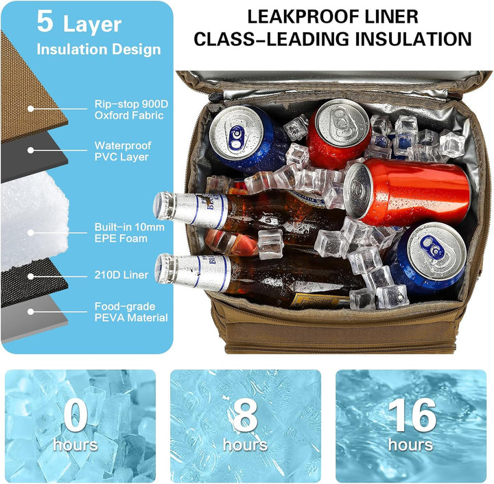 Kühlrucksack 25L Taktischer Kühltasche Rucksack Isolierte Auslaufsicher Kühl Thermo Rucksack mit Fla