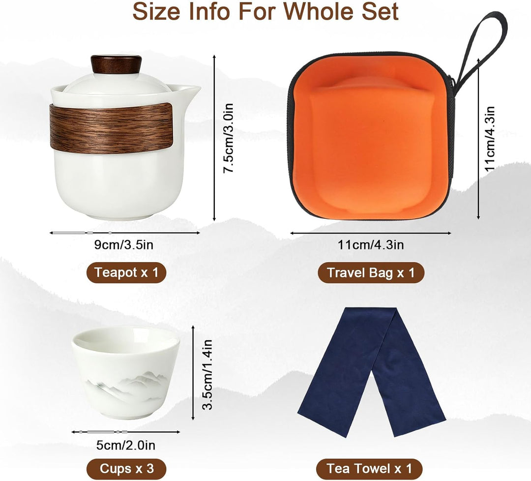 Chinesisches Gongfu-Tee-Set, Tee Set Teekanne Und Tasse, Tragbares Keramik tee kannen sets mit Reise