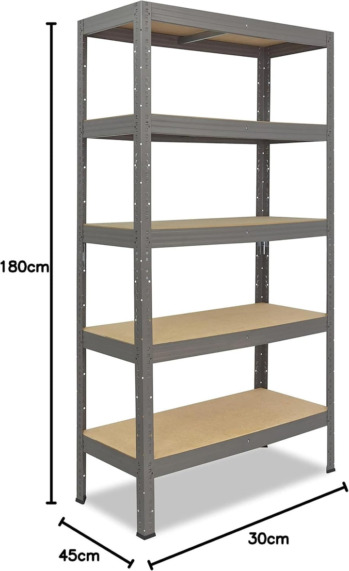shelfplaza® 180x30x45cm Profi Schwerlastregal grau/Metallregal mit 5 Böden à 200kg Tragkraft/Kellerr