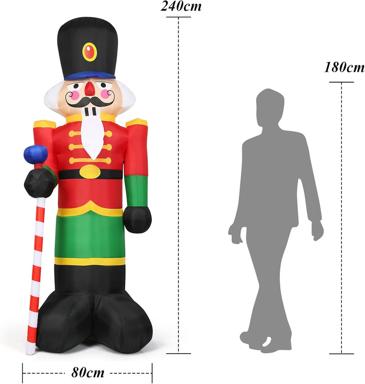 LIFEZEAL Aufblasbare Nussknacker Soldat für Weihnachten, 240cm Weihnachtsdeko mit LED-Beleuchtung, A