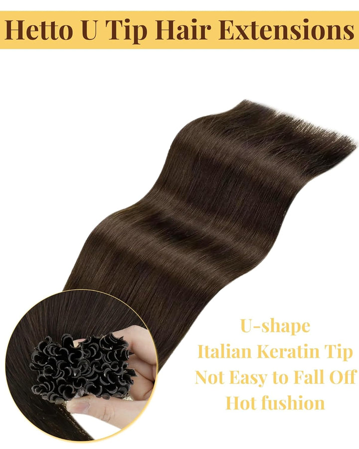 Hetto Echthaar Bondings Extensions Dunkelbraun Keratin Haar Extensions Echthaar Remy Bonding Extensi