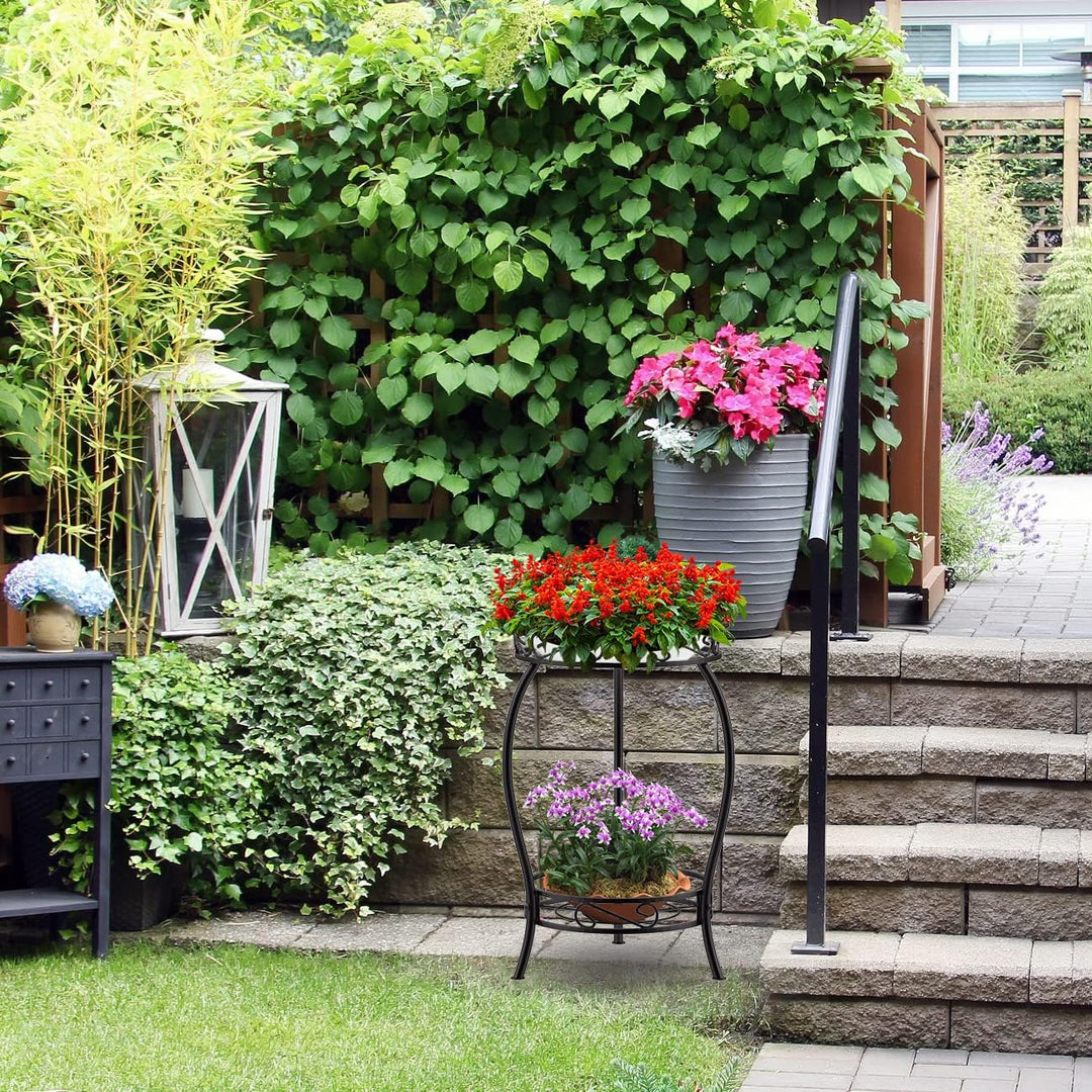Bomclap Pflanzenständer aus Metall, 48cm Blumenständer Pflanzenständer, 2-stufige Blumentopf Ständer