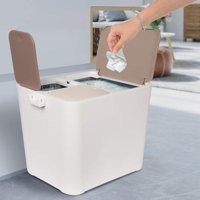 ONVAYA® Mülltrennsystem Ben | Mülltrennung mit mehreren Fächern | Mülleimer in creme-weiss | Abfalle