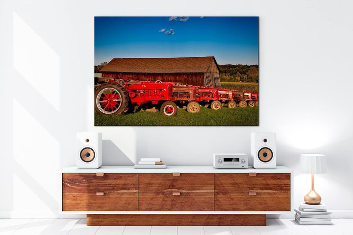 deyoli Traktoren auf einer Farm Format: 100x70 als Leinwandbild, Motiv fertig gerahmt auf Echtholzra